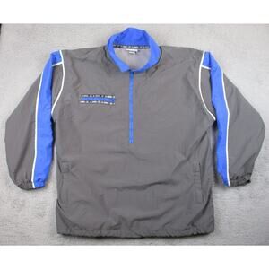 K-Swiss 1/2 Zip Pullover Windbreaker Jacket Gray Blue Mesh Lined VTG 90s Mens XL